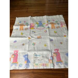 Vintage‎ Beacon Blanket Range 4 for Crib Bed White Teddy Bear Toy Blocks